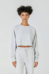 CloudFleece™ Cropped Crew Pullover-Lt Flecked Grey - SALTUM SPORTS