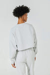 CloudFleece™ Cropped Crew Pullover-Lt Flecked Grey - SALTUM SPORTS