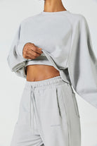 CloudFleece™ Cropped Crew Pullover-Lt Flecked Grey - SALTUM SPORTS