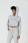 CloudFleece™ Cropped Pullover Hoodie-Lt Flecked Grey - SALTUM SPORTS