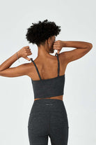 CloudFleece™ Adjustable Cropped Cami-Dark Heather Grey - SALTUM SPORTS